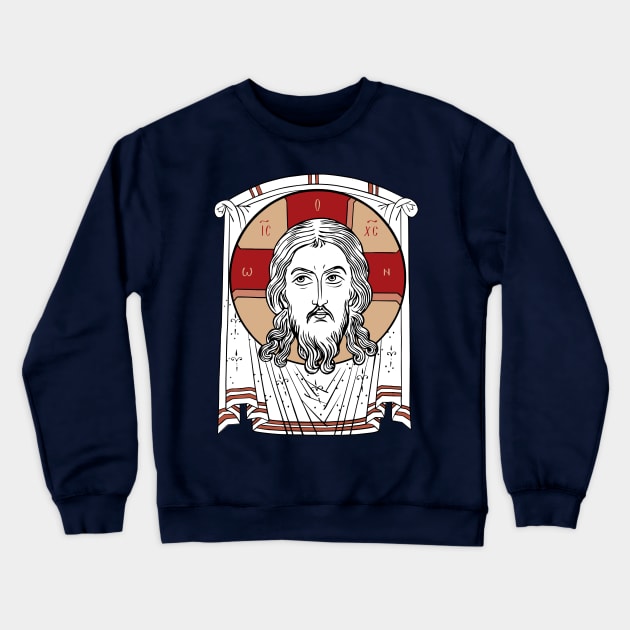 Mandolin | Holy Napkin | Icon Not Made With Hands | The Holy Face | Face of Christ Crewneck Sweatshirt by EkromDesigns